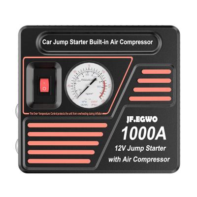 China Multifunction 6 in 1 Auto Rescue Kit Tire Invader Air Compressor 12V 1000A Peak 2 in 1 Car Jump Starter for sale
