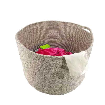 China Sustainable Large Cotton Rope Woven Basket Laundry Organizers Basket for sale