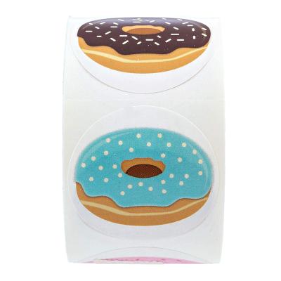 China Gift Wrapping Lables Kawaii Donuts Pattern Craft Waterproof Printing Decorative Colorful Sticker for sale