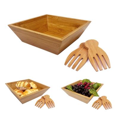 China Sustainable Factory directly selling color bamboo salad bowl salad bowl wood wood salad bowl with hands for sale