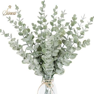 China Plastic Wedding Bouquet Silver Dollar Leaf Stems Simulation Plant Touch Real Artificial Eucalyptus Stems Decor For Home Decor for sale