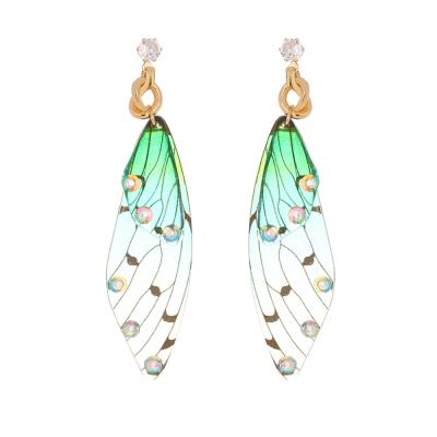 China FASHIONABLE Simple Temperament Resin Tassel Pearl Long Butterfly Earrings for sale