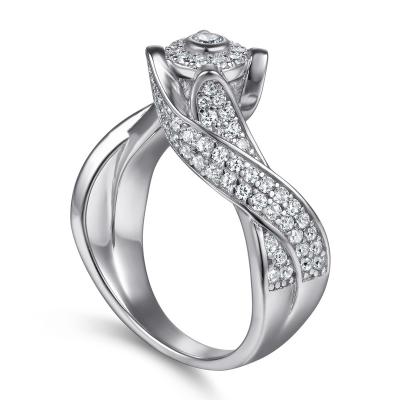 China CLASSIC Fine Jewelry Luxury 925 Sterling Silver Romantic Fashion Curve zircon Women Ring for sale