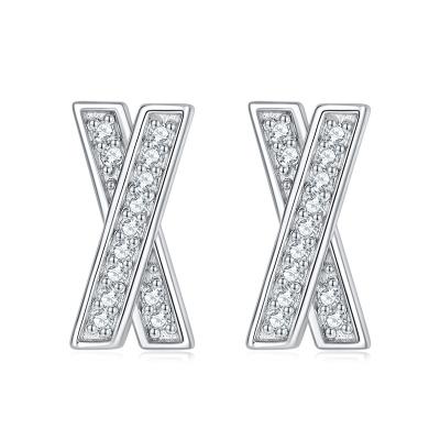 China Casual/Sporty High Quality 925 silver X Shape Prong Setting Earrings for sale