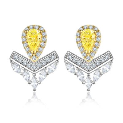 China Casual/Sporty Sterling silver yellow zirconia crown earrings female senior sense earrings for sale