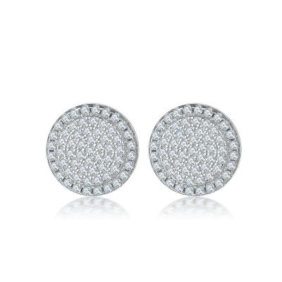 China Casual/Sporty European and American fashion round diamond disc full of diamonds 925 sterling silver earrings zirconia earrings for sale