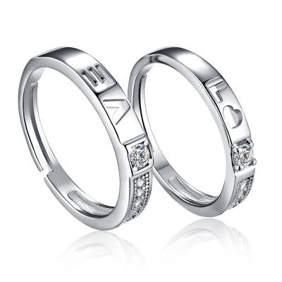 China Popular couples set ring 925 sterling silver men and women to creative love opening lovers ring for sale