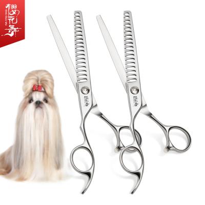 China Left Hand Viable Scissors Fishbone Trimming Thining Scissors 7.25 Inch Stainless Steel JP 440c Pet Grooming for sale
