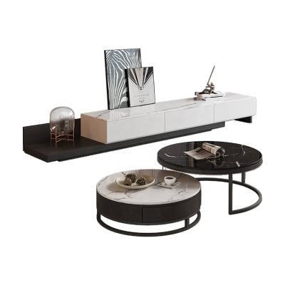 China Environment Friendly Marble Top Coffee Table And TV Stand Table Set For Living Room for sale