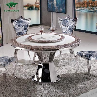 China (size) high quality adjustable cheap dining table and 6 chairs, cheap round dining table and chairs for sale
