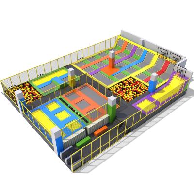 China With Protective Jungle Gym Net Custom Kindergarten Trampoline Indoor Yard Lots Of Children Producer Games With Adults Parkour for sale
