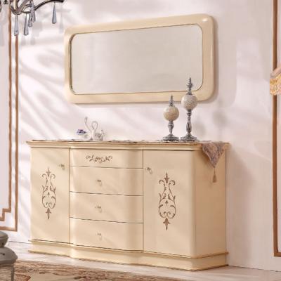 China High Gloss Painting+Smooth Kitchen Cabinet Cupboard Gloss Console Table Storage Surface Luxury Modern Dining Room Furniture Wooden Cabinets With Mirror for sale