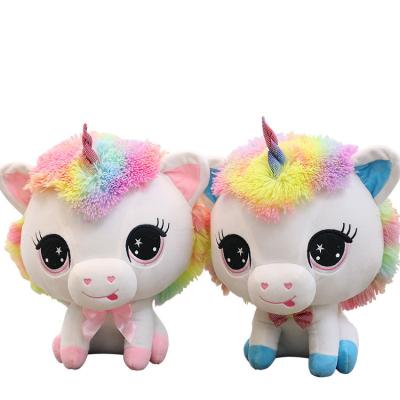China Hot-selling Plush Unicorn Doll Color Pony Plush Toy Couples Headed Gift for sale