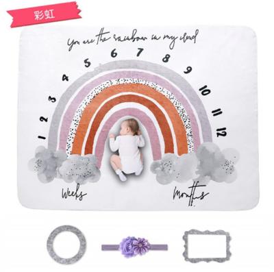 China Creative Baby Growth Blanket Milestone Baby Flannel Photo Background Prop Prop Covering Nondisposable Memorial Photo for sale