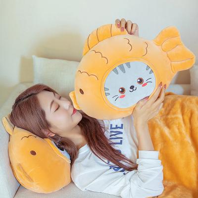 China Plush Drawstring Yaki Three in One Throw Pillow Nap PillowTaiyaki Nap Pillow Cat Dog Pig Panda Plush Pillow for sale