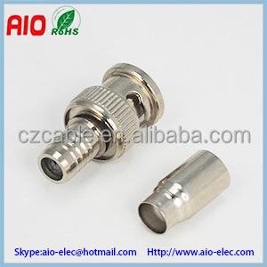 China RF 2 Piece Male Solderless Set BNC Crimp Type RF Coaxial Connector For RG174 1.5D-2V RG316 Cable for sale