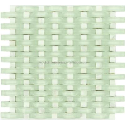 China Modern Green Ice Weave Shining Crystal Mosaic Tiles-Backgound Decoration for sale
