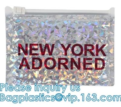 China Matte Glossy Holographic Zip lockk Bags metálico reutilizable, cremallera cosmética reconectable del resbalador de la bolsa de la burbuja que embala en venta