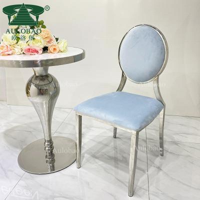 China Modern Event Furniture Stainless Steel Frame Baby Blue Velvet Decoration Wedding Chairs for sale
