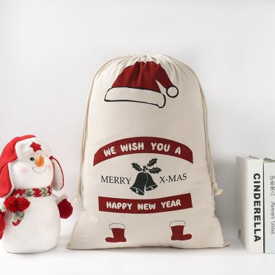 China New Arrival Organic Cotton Drawstring Gift Bag Christmas Gift Bag Custom Logo Storage Bag for sale