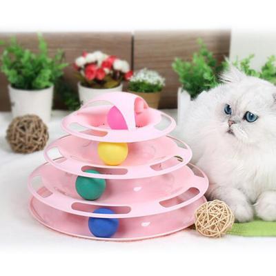 China Stocked Pet supplies cat toys track ball toys cat teasing relaxation interactive 4-layer cat ball turntable for sale