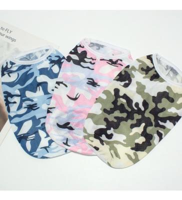 China Sustainable Dog Clothing Teddy Bears Medium Small Dog Spring/Summer New Thin Tank Top Camo mesh pet clothing for sale