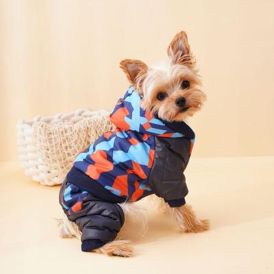 China Sustainable Pet clothing warm quadruped dog clothing thickened jacket camouflageHooded cotton jacket winter dog pad jacket for sale