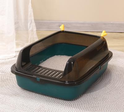 China Sustainable Plastic cat litter basin semi enclosed open type durable cat toilet dismantling pet toilet for sale