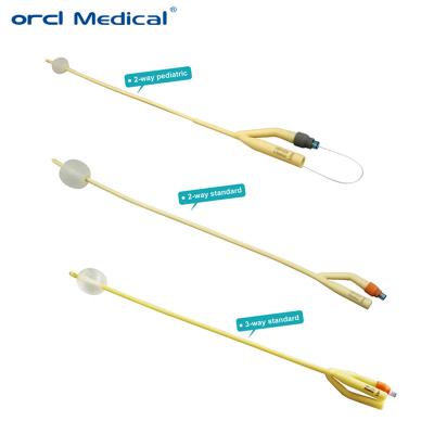China Medical Disposable Urethral Tube Balloon Dilatation Catheter 2 Way 3 Way Latex Foley Catheter With Silicone Coated for sale