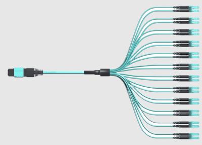 China 50/125 Multimode MPO To 12x LC Duplex OM4 Fiber Optic Cables for sale