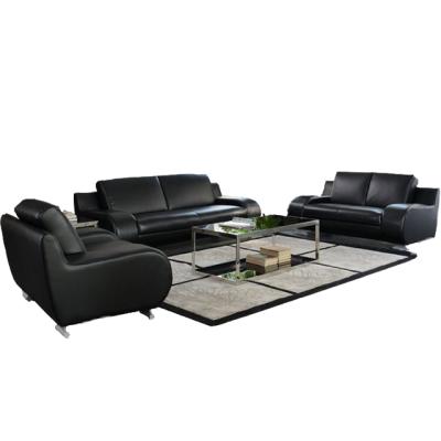 China Modern Design Living Room Furniture Foshan Factory 1/2/3 Seats Office Sofa / Office Sofa Elegant Black Leather for sale