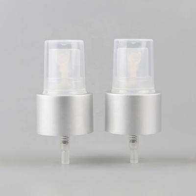 China Non Spill 18mm 20mm 24mm Sliver Aluminum Fine Mist Sprayer With Half Cap for sale
