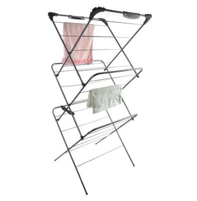 China 15m Space Hot Sale Metal Steel Pipe Strong Structure Drying Clothes Airer Laundry Dryer Foldable Compact Rail 142X57X64CM for sale