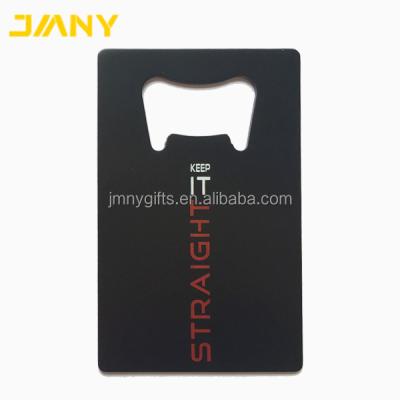 China Durable Black Plating Stainless Steel Business Card Bottle Opener With 4 Colors Logo Printing for sale