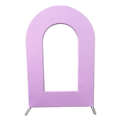 China Wedding Party Event Decoration Customized Fabric Cover Color Printed Tube Aluminum Wedding Backdrops Banner Stand for sale