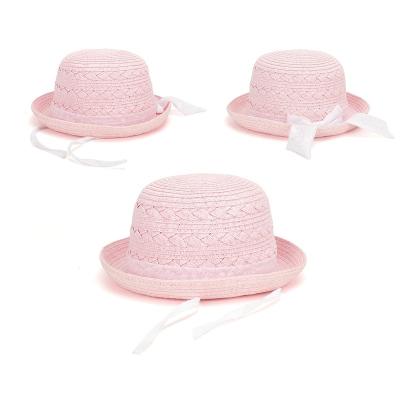 China Checked Fashion Design Outdoor High Quality Custom Logo Kids Straw Hats for sale