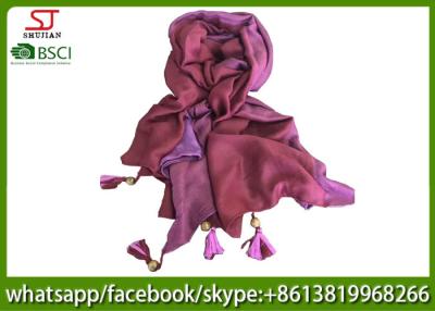 China Chinese supplier two side wooden bead tassel spring summer thin tassel scarf 90*185cm 190g 100%polyester shawl exporter for sale