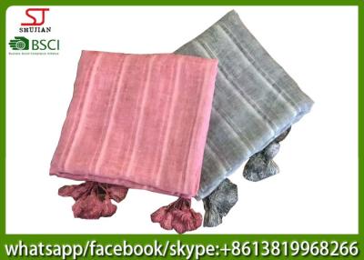 China Chinese supplier spring summer thin tassel scarf 100*190cm 125g 50%linen 50%cotton shawl exporter for sale