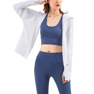 China Uniooo Breathable Women Long Sleeve Crop Hoodies Gym Workout Sweatshirt Cotton Spandex Pullover Tops for sale