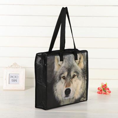 China Hot Selling Handled Recycle Eco-Friendly Promotional Custom Logo Travel Laminated RPET Bag For Shopping for sale