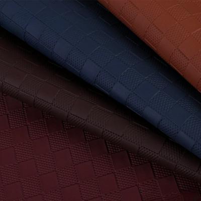 China Checkered PVC Faux Artificial Leather Bag Decorative Leather Fabric for sale