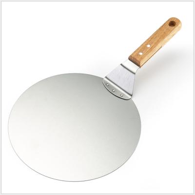 China Sustainable 12 In And 10 Inch Round Stainless Steel Pizza Peel Shovel With Wooden Handle for sale