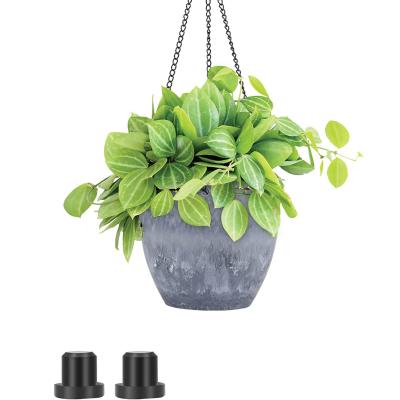 China Unbreakable Resin Rattan Hanging Planter Box, Large Hanging Pots Planters Water Level for sale