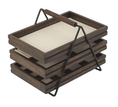 China Wooden Jewlwey Stored Chests Box Creative Wedding Ladder Jewelry Box Storage Rack Hand Organizer Custom Multi-Layer Storage Jewelry Boxes for sale