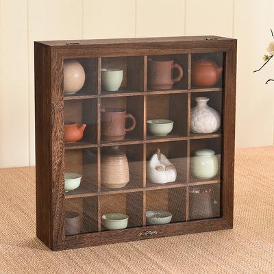 China Solid wood lattice transparent jewelry storage cabinet dustproof desktop storage box American style display glass cabinet for sale