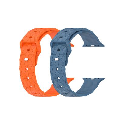 China Fashion. Sport New Design Smart Watch Strap Apple Watch SE 765432 38mm 42mm Football Pattern Silicone Watch Band for Apple S8 Ultra 40mm 49mm for sale