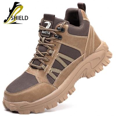 China Steel Toe SHIELD High quality anti slip Anti puncture mesh wear-resistant rubber out sole safety shoes high cut safety shoes for sale