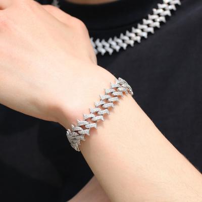 China Hip Hop Bossy Hip Hop Gold Silver Cuban Bling Diamond Moissanite Chain Men's and Women's Bracelets for sale