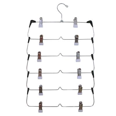 China Modern Wholesale Multi Layers Metal Pants Hanger With Metal Clips For Wardrobe for sale
