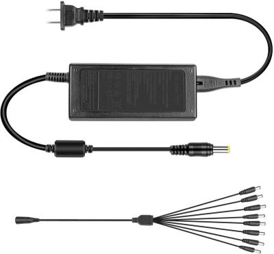 China Universal ABS+PC Flame Retardant Material 12V 5A 60W DC Power Supply with 8 Way CCTV Power Splitter Cable for Security Camera CCTV DVR Surveillance System for sale